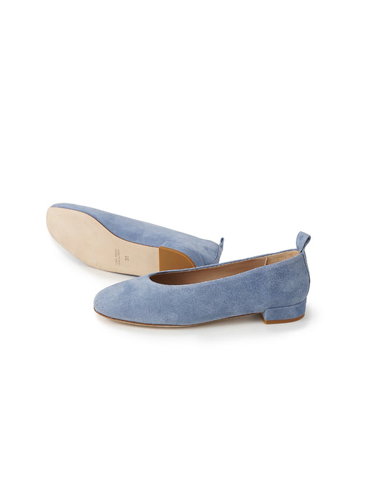 Jeansblauer Velours-Ballerina von Odare – Ansicht 2
