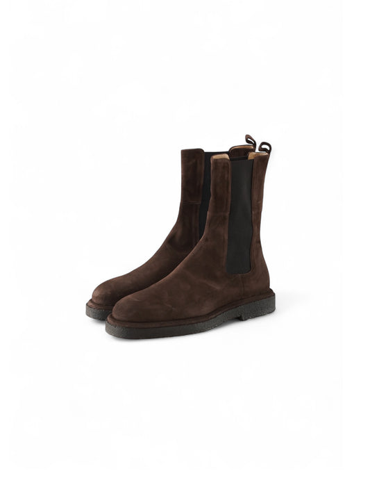 Dunkelbraune Velours-Stiefelette von Pomme d’Or