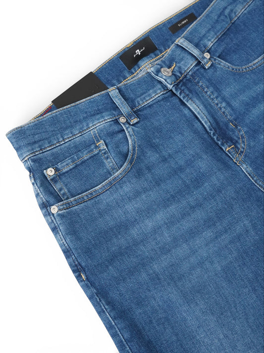 Mittelblaue Slimmy-Jeans mit Komfort-Stretch von 7 For All Mankind – Ansicht 3