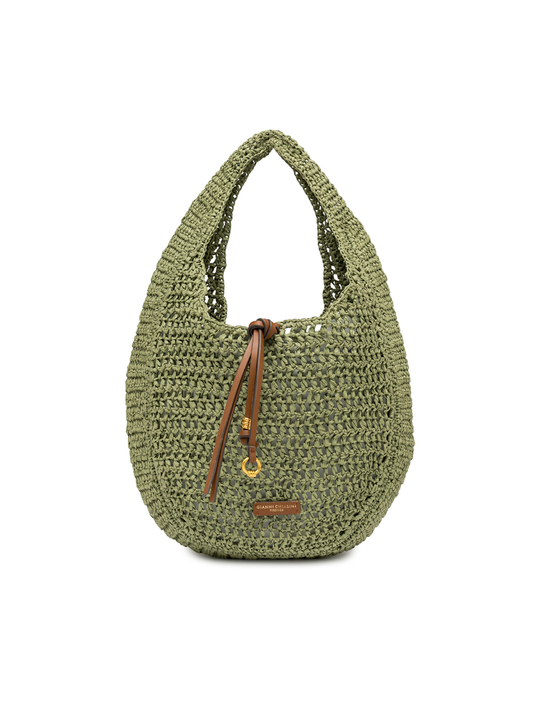 Olivgrüne, runde Bast-Tasche von Gianni Chiarini