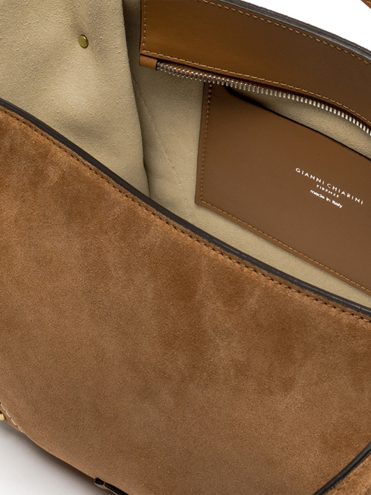 Cognacfarbene Velour-Tasche von Gianni Chiarini – Ansicht 4