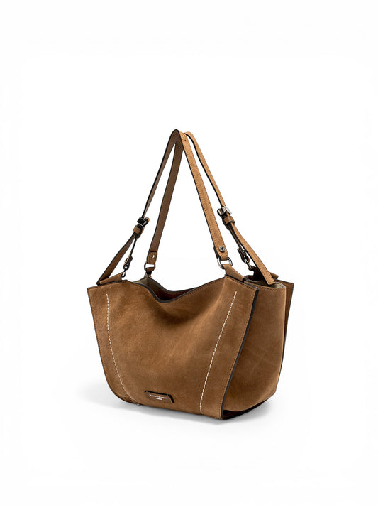 Cognacfarbene Velour-Tasche von Gianni Chiarini