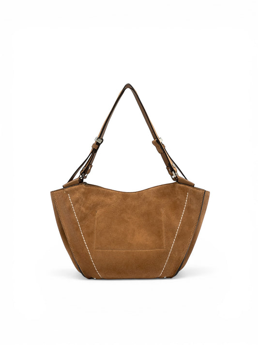 Cognacfarbene Velour-Tasche von Gianni Chiarini – Ansicht 2