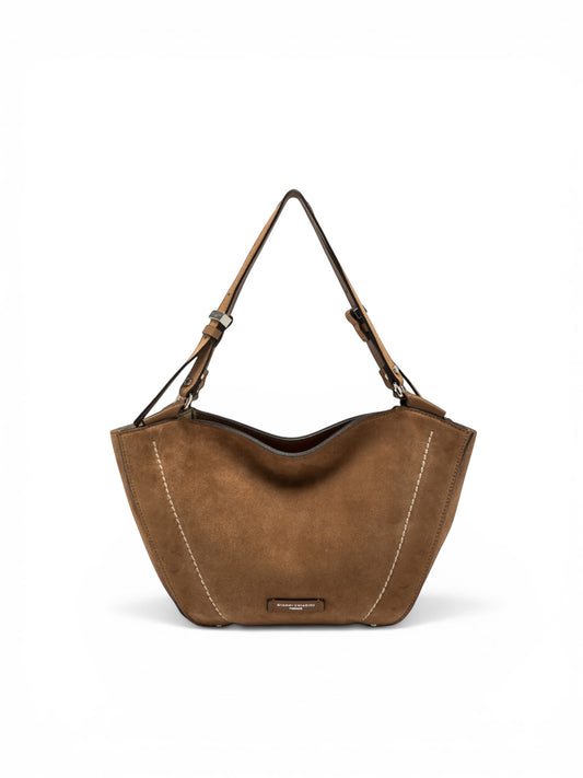 Cognacfarbene Velour-Tasche von Gianni Chiarini – Ansicht 3