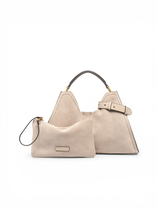Sandfarbene Velours-Tasche von Gianni Chiarini
