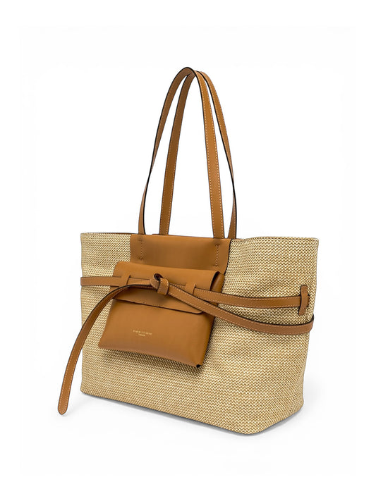Cognac-sandfarbene Tasche mit Bast von Gianni Chiarini – Ansicht 2