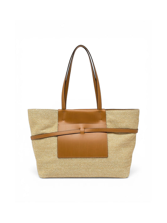 Cognac-sandfarbene Tasche mit Bast von Gianni Chiarini – Ansicht 3