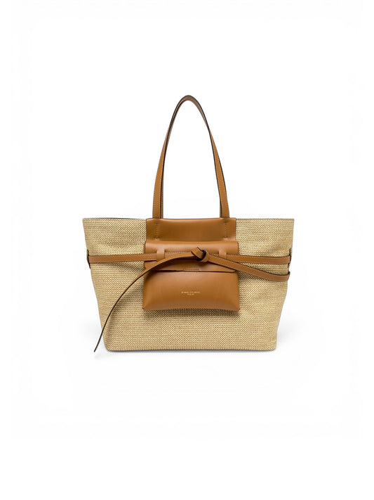 Cognac-sandfarbene Tasche mit Bast von Gianni Chiarini – Ansicht 4