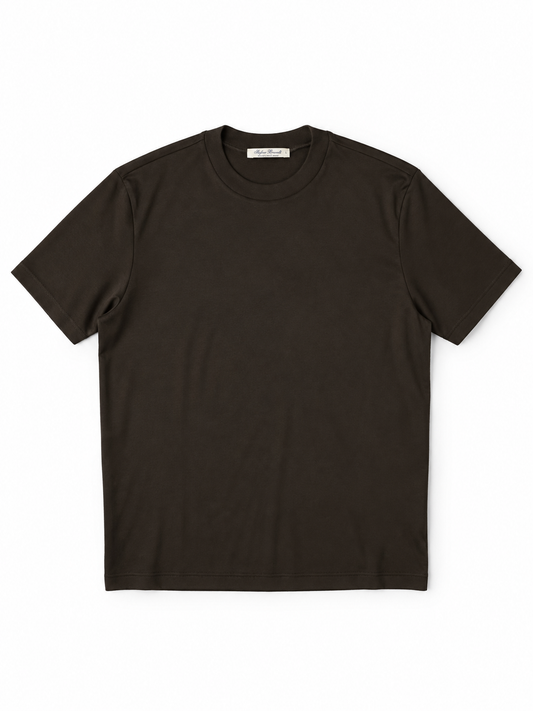 Dunkelbraunes Jersey T-Shirt von Stefan Brandt
