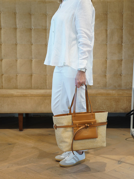 Cognac-sandfarbene Tasche mit Bast von Gianni Chiarini – Ansicht 8