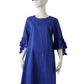 Blaues Cotton-Kleid mit Flower Details