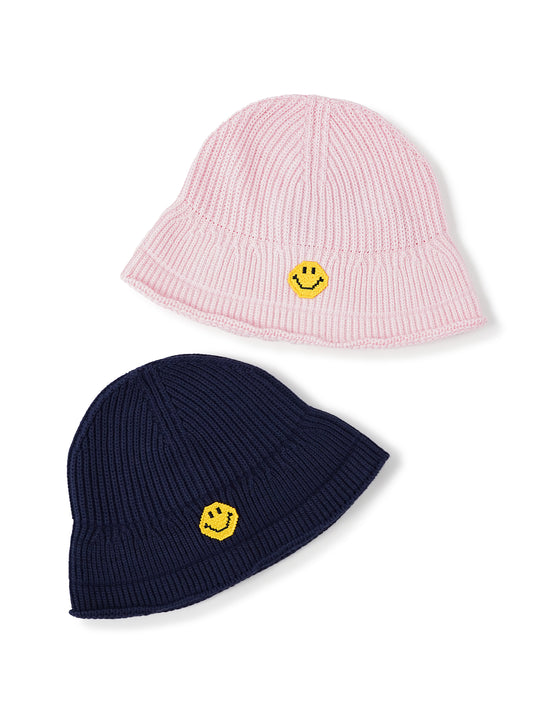 Rosafarbener Strick-Buckethat mit Smiley von Joshua*s – Ansicht 3