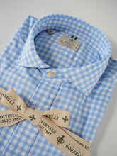 Hellblau/Weiß kariertes Hemd Luxury Vintage von Borrelli – Ansicht 2