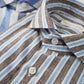 Braun/Blau gestreiftes Hemd aus Cotton und Leinen