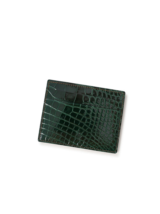 Dunkelgrünes Cardcase aus Glanzkroko von Kreis Ledermanufaktur