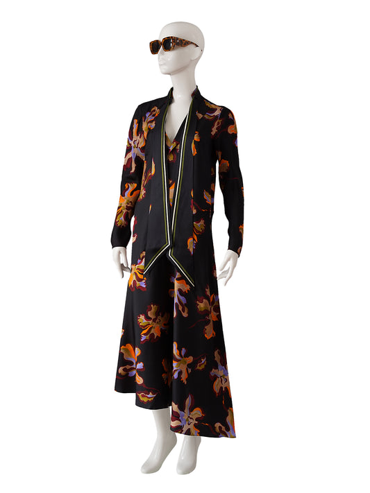 Asymmetrisches Multicolor-Seidenkleid mit abnehmbarer Schluppe von Dorothee Schumacher