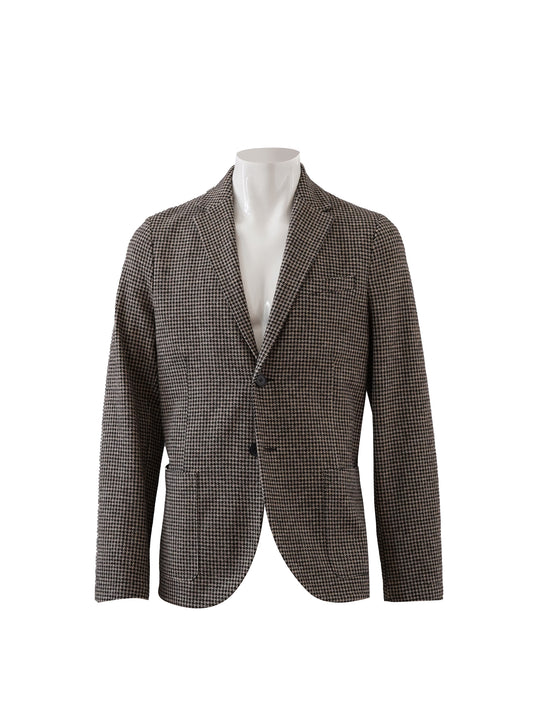 Braun/sandfarbenes Pepita-Sakko aus Wolljersey von Harris Wharf London
