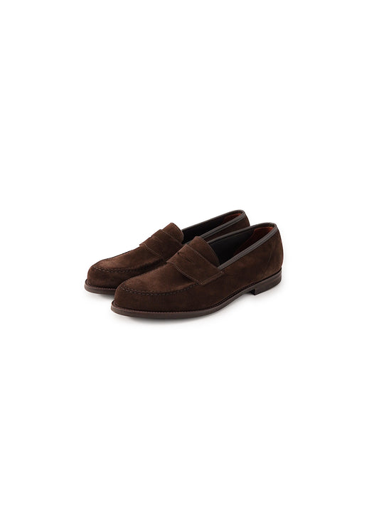 Dunkelbrauner Velours-Loafer mit City-Gummisohle von Crockett & Jones
