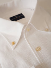 Weißes strukturiertes Hemd mit Button-Down von Emanuel Berg – Ansicht 2