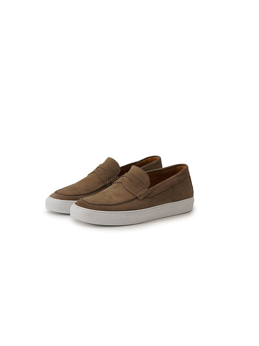 Sandfarbener Velours-Loafer mit Sneakerboden von Ludwig Reiter