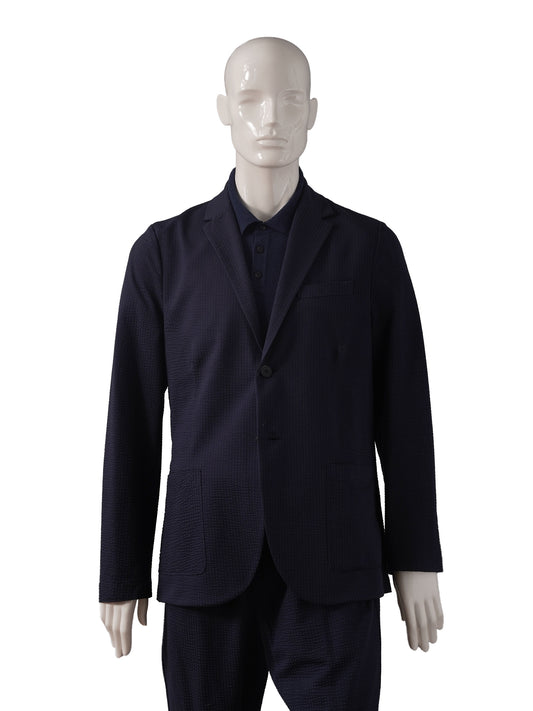 Dunkelblauer Seersucker-Blazer von Harris Wharf London