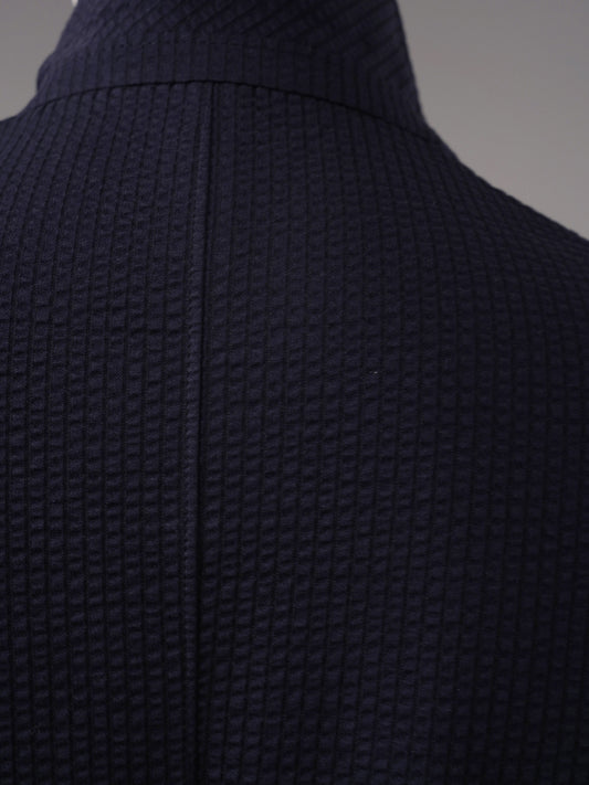 Dunkelblauer Seersucker-Blazer von Harris Wharf London – Ansicht 5