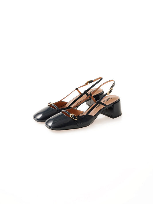 Dunkelblauer Lack-Slingpumps mit Absatz von Bibi Lou