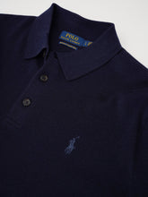 Dunkelblaues Strick Langarm-Polo