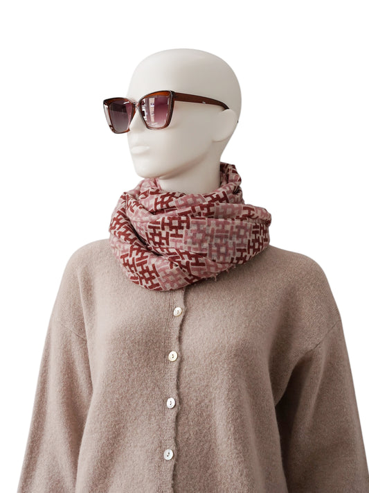 Gemusterter Kaschmir-Schal in Rosa und Bordeaux von Hemisphere