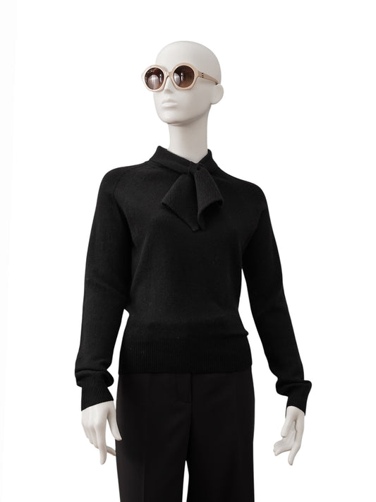 Schwarzer Kaschmir-Pullover mit Schleife von Essentiel Antwerp