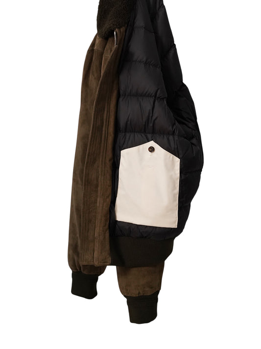 Schlammfarbene Velours-Lederjacke mit Shearling-Kragen von Valstar – Ansicht 8