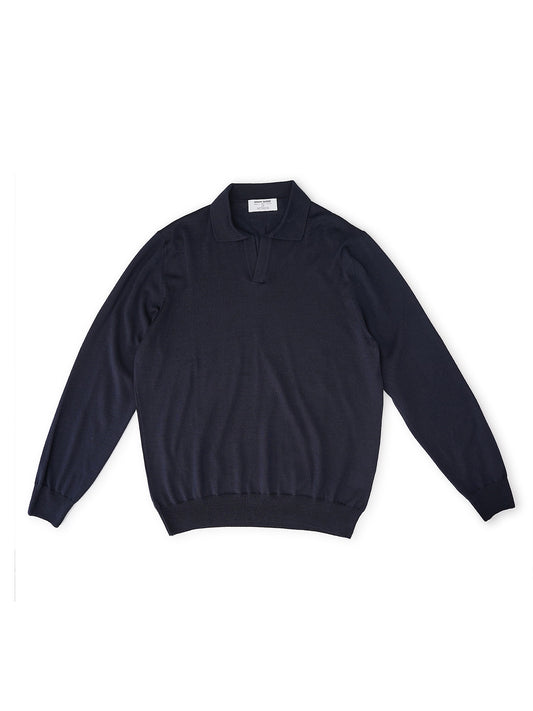 Dunkelblaues Longsleeve-Strickpolo von Gran Sasso