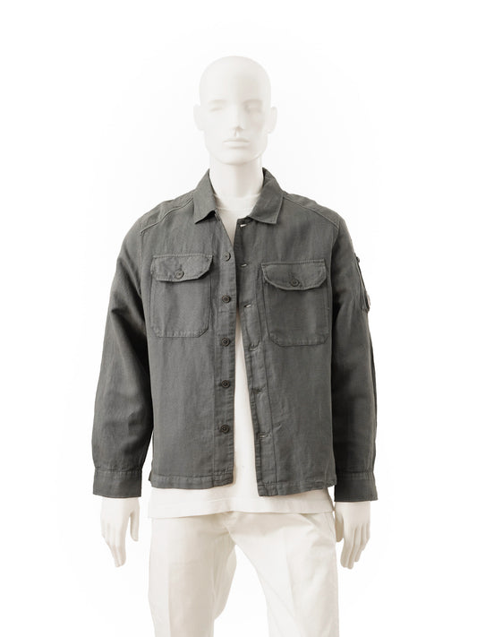 Graues Overshirt aus Baumwolle und Leinen von C.P. Company