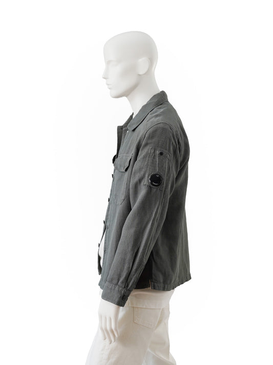 Graues Overshirt aus Baumwolle und Leinen von C.P. Company – Ansicht 5