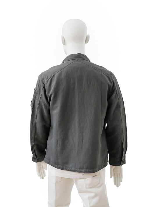 Graues Overshirt aus Baumwolle und Leinen von C.P. Company – Ansicht 6