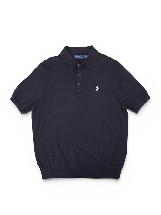 Dunkelblaues Strick-Poloshirt von Ralph Lauren