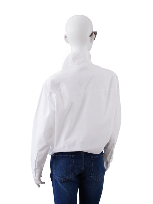 Weiße Oversize-Hemdbluse mit gerafftem Saum von SoSue – Ansicht 3