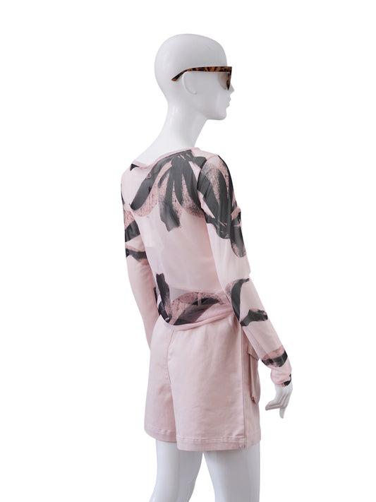 Transparentes Mesh-Shirt mit Pinselstrich-Print von 10days – Ansicht 4