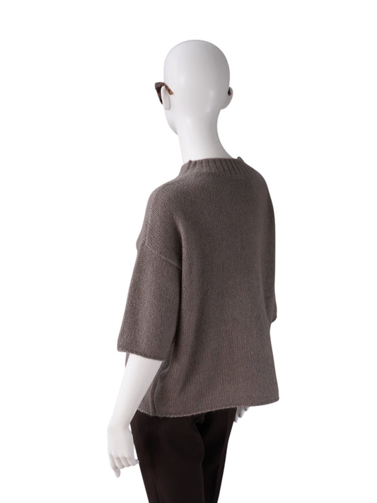 Taupefarbener Halbarm-Pullover aus Kaschmir und Seide von FFC – Ansicht 3