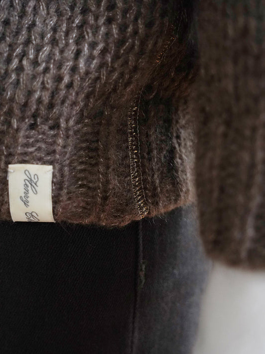 Grau-cremefarbener gestreifter Turtleneck mit Stehkragen von Henry Christ – Ansicht 9