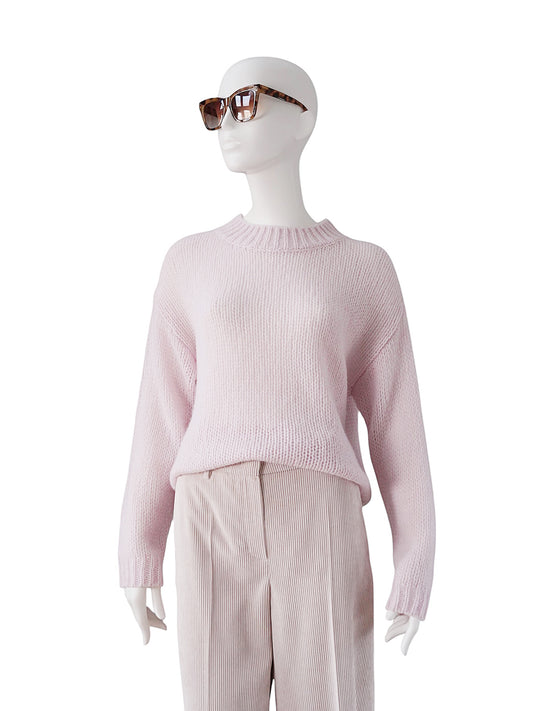 Roséfarbener Oversize-Grobstrick-Pullover aus Kaschmir und Seide von Henry Christ – Ansicht 2