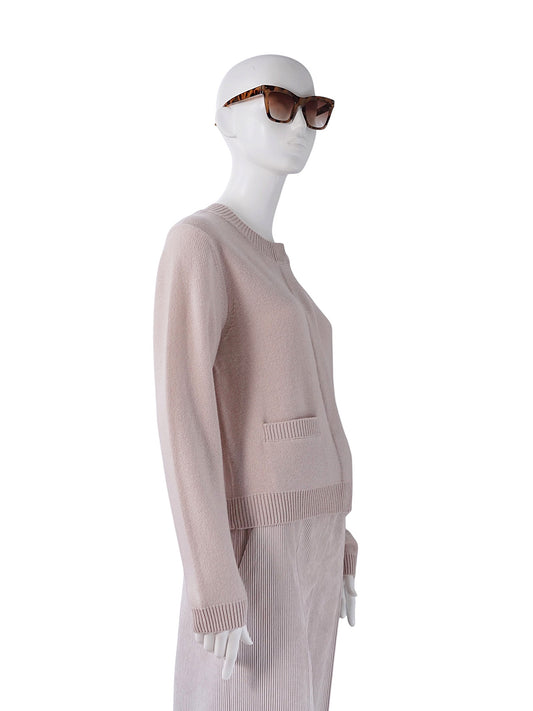 Puderfarbener Cardigan mit Pattentaschen von FFC – Ansicht 4