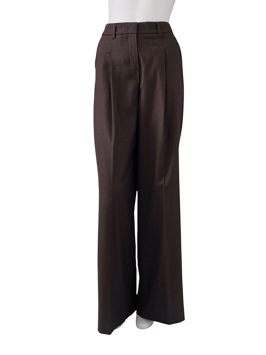 Dunkelbraune Wollhose "Chrissy" mit Bundfalte von Seductive