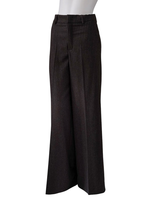 Dunkelbraune Nadelstreifen-Hose "Ivon" mit weitem Bein von Rossi