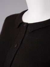Dunkelbraune Strickjacke aus Kaschmir und Baumwolle von Henry Christ – Ansicht 2