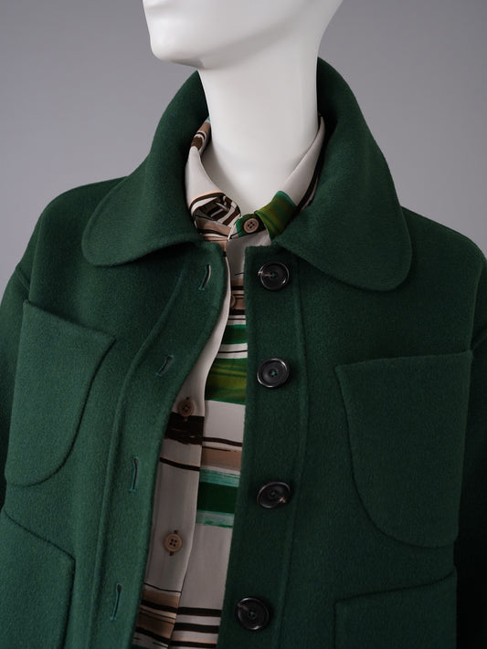 Dunkelgrüne Double-Face-Jacke aus Wolle und Kaschmir von ODEEH – Ansicht 2