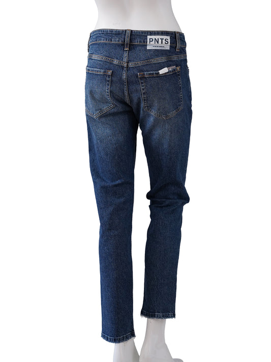 Dunkelblaue Jeans "The Slim" mit offenem Saum von PNTS – Ansicht 3