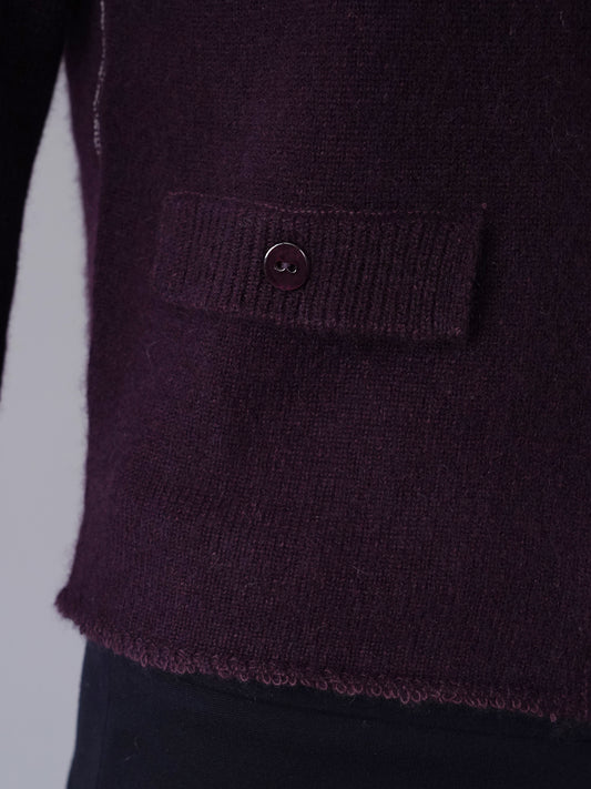 Bordeauxfarbene Strickjacke aus Kaschmir und Baumwolle von Henry Christ – Ansicht 4