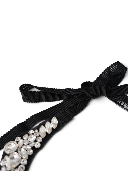 Schwarzes Collier mit Kristallen und Perlen von ODEEH – Ansicht 6