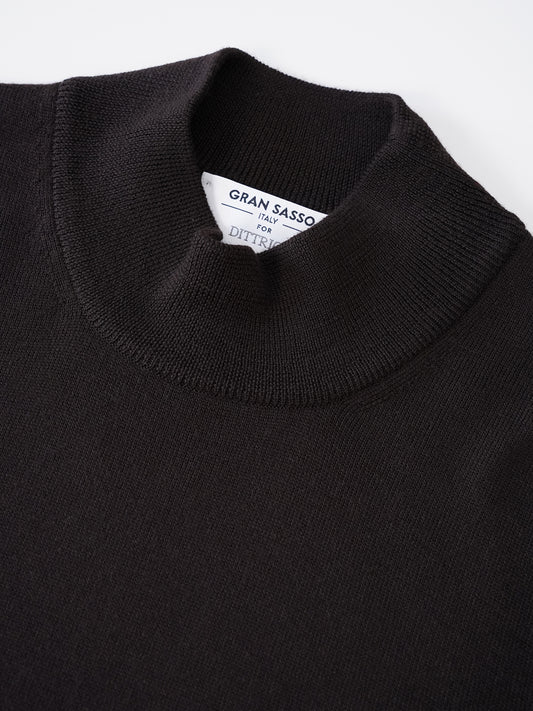 Espressobrauner Pullover mit Stehkragen von Gran Sasso – Ansicht 3